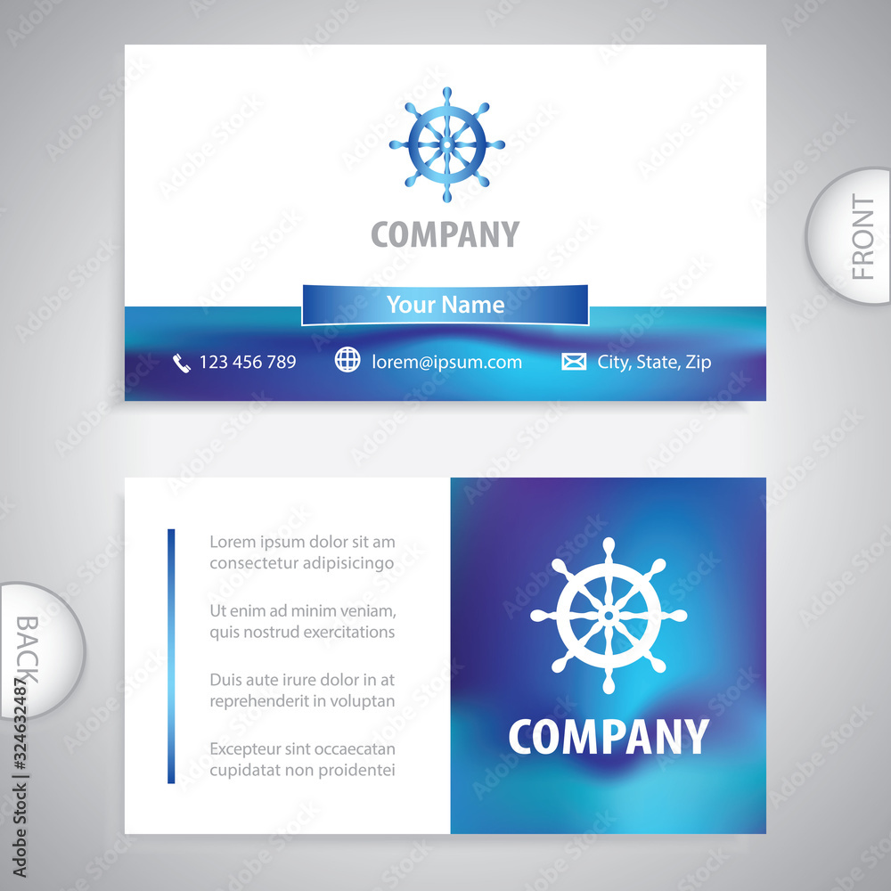 Wall mural business card - steering wheel rudder - ship steering - captain's control room - company presentatio