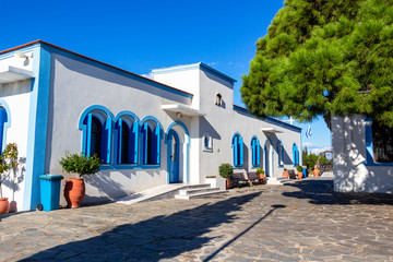 Monastery of St. Nicholas in Lake Vistonida, Porto Lagos, Xanthi regional unit, Greece, exterior partial view