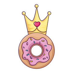 delicious sweet donut with crown vector illustration design