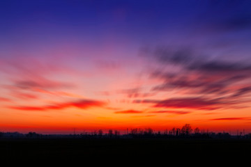 tramonto nella campagna veneta