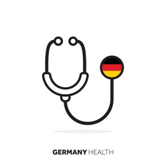 Germany healthcare concept. Medical stethoscope with country flag