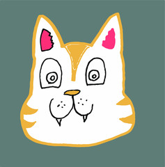 cute cat head illustration study. this is vector work. gray background
