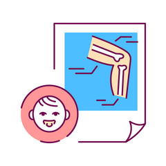 Pediatric orthopedics color line icon. Check and treatment in fracture and sprain children. Pictogram for web page, mobile app, promo. UI UX GUI design element.