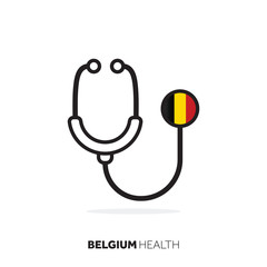 Belgium healthcare concept. Medical stethoscope with country flag
