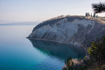 Aerial View Of Cliffs Shoreline.