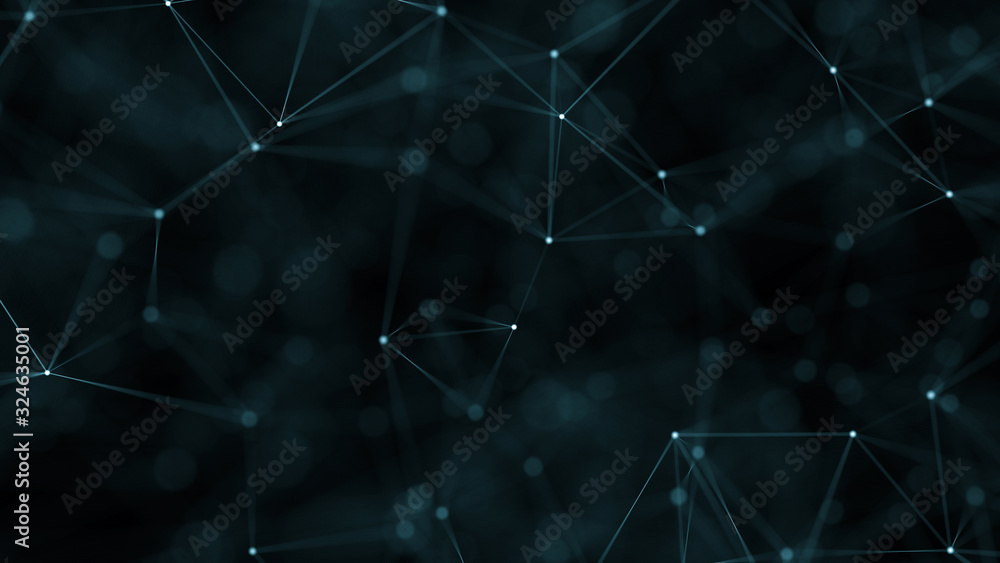 Fototapete abstract plexus geometrical background with lines and dots