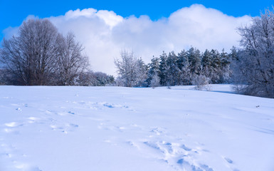 Ski resort. Beautiful winter landscape. Winter background.