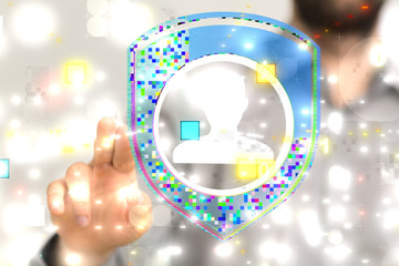 shield protection concept holding in hand 3d