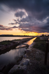 Sunset View on a water canal at Molentargius, Cagliari, Sardinia