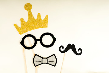 Fun and carnival concept, paper masks held in hands