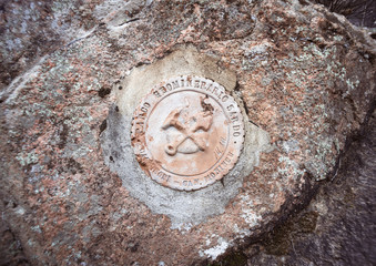 Parco Geominerario Sardo Stone Plaque on Monti Mannu Trail Path, Sardinia