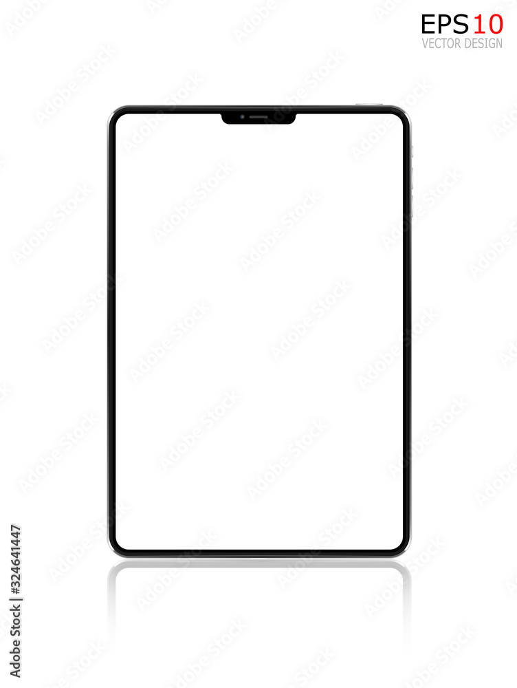 Poster a tablet computer in a realistic style. layout with a blank screen on an isolated transparent backgr