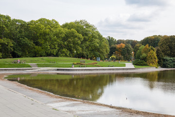 Pond in Pole Mokotowskie Park, Warsaw, Poland