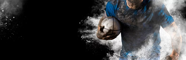Foto op Aluminium Rugby football player. Sports banner © Andrey Burmakin