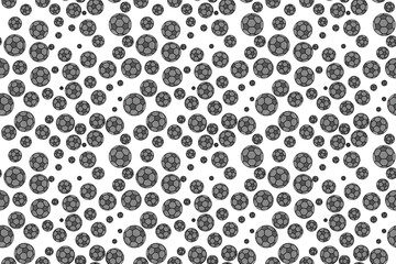 Seamless pattern from soccer balls or footbal. 3d illustration. Textile or paper print