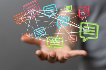 speech bubbles. People Chatting. 3d illustration of a communication concept, relating to feedback 3d