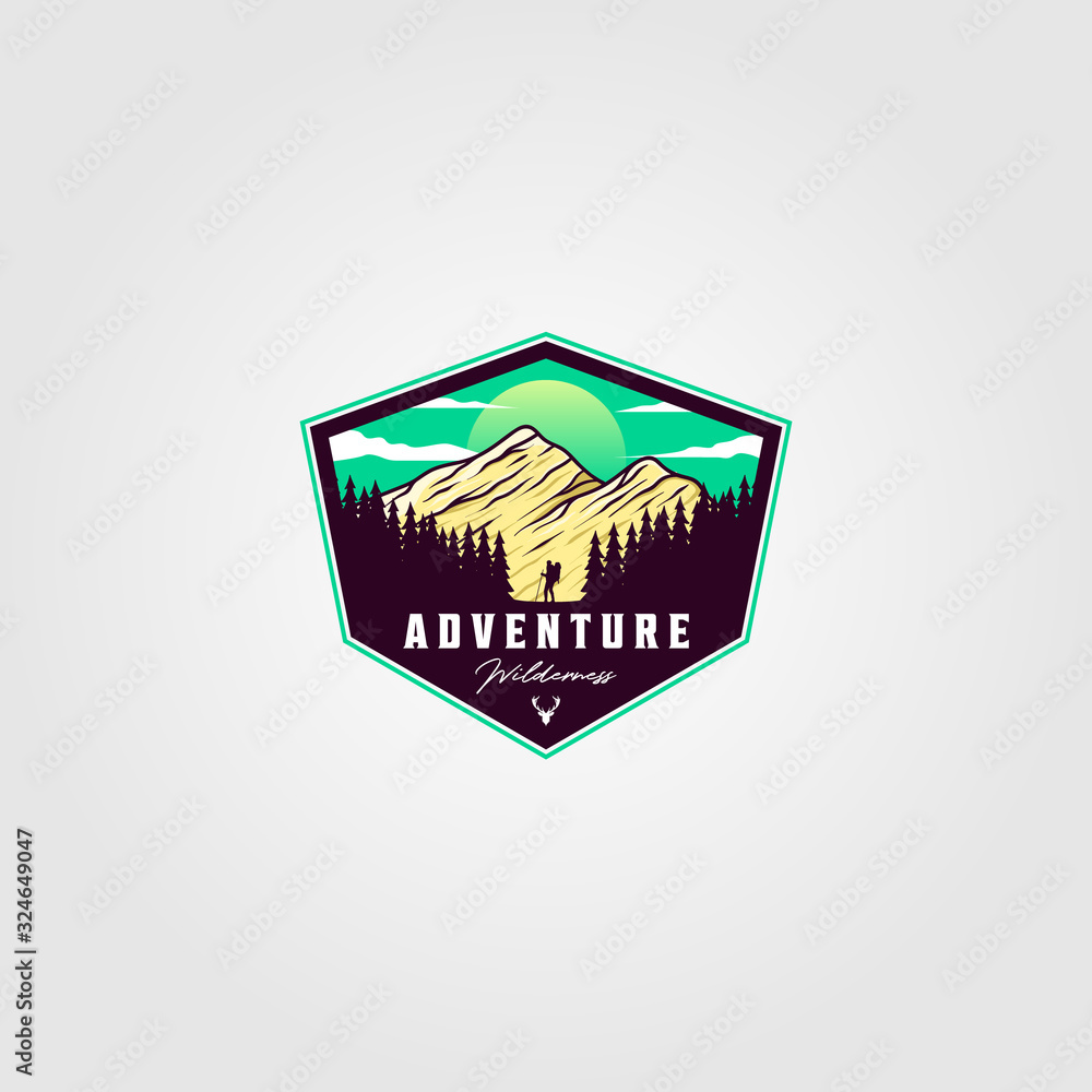 Wall mural adventure travel badge vintage logo vector illustration - Wall murals