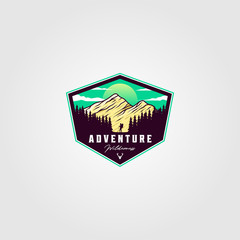 adventure travel badge vintage logo vector illustration