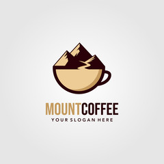 mountain coffee cup creative logo vector illustration design