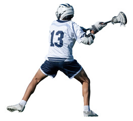 Young athletes making amazing plays while playing in a Lacrosse game