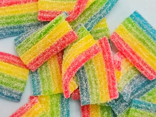 Colorful candy gay pride flag close up