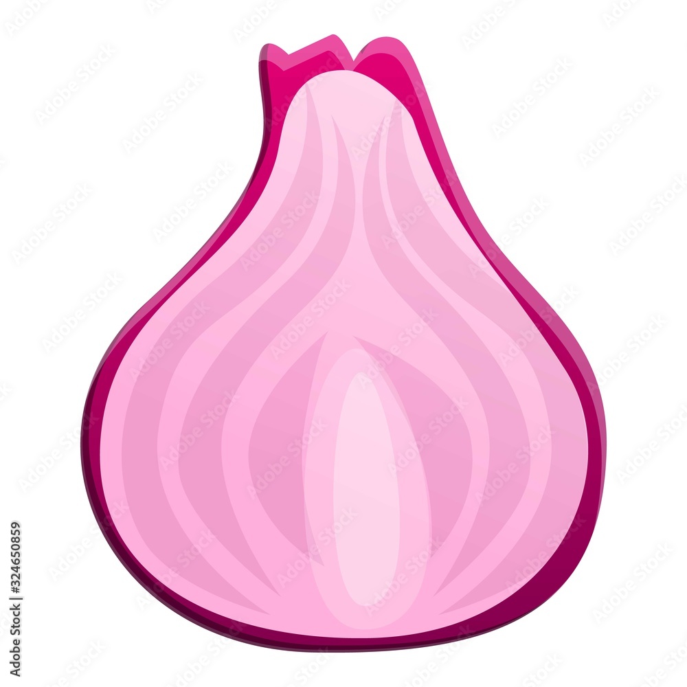 Poster half violet onion icon. cartoon of half violet onion vector icon for web design isolated on white ba