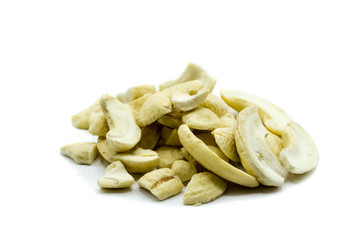 Cashew nut break isolated on white background
