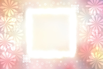 Mother or wedding day card template. Abstract delicate pink yellow love romantic holiday background texture with frame and flowers. Beautiful backdrop with space.