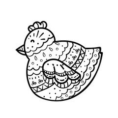 Hand drawn Zentangle vector Chicken . Isolated on white. anti stress Coloring Page doodle Vector monochrome sketch. black white