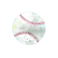 Watercolor hand drawn baseball