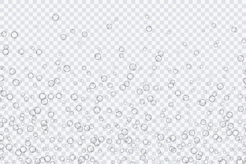 Air bubbles, oxygen, champagne crystal clear, isolated on a transparent background of modern design. Vector illustration of EPS 10.