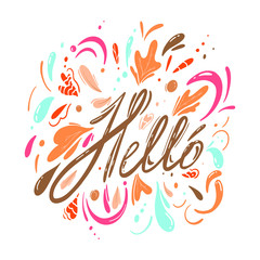 water drops in warm colours. Hand drawn doodle on white background. Vector isolated calligraphy illustration .