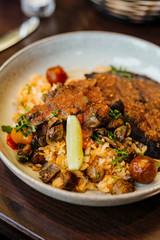 Beans and Rice Bowl with Cilantro and Tomatoes