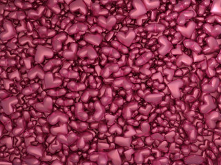 background with hearts, view from above, valentines day. 3d illustration