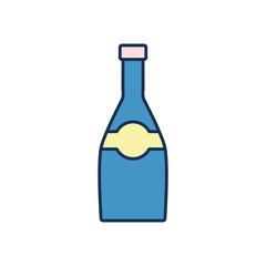 Isolated champagne bottle line fill style icon vector design