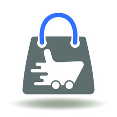 Shopping bag with shopping cart icon vector. Discoun Sale Shop Symbol.