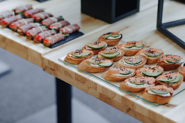 holiday salty buffet with various vegetables and meat flavors