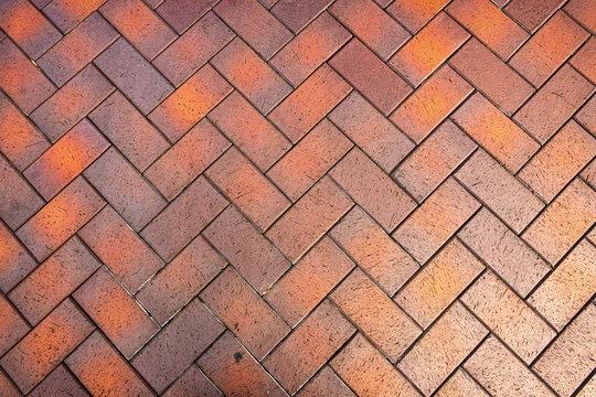 Red, gorgeous, rectangular ceramic clinker tile for patio or sidewalk
