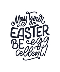 Naklejka na ściany i meble Calligraphy lettering slogan about Easter for flyer and print design. Vector illustration. Template banner, poster, greeting postcard.