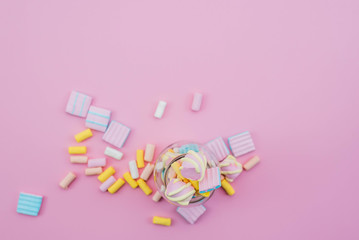 White marshmallows in a glass. Party concept.