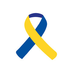 Vector illustration promoting World Down Syndrome Day,blue-yellow ribbon, illustration for poster or banner.