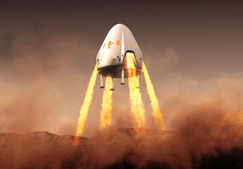 Private Spacecraft Module Lands On Planet Mars © 3dsculptor