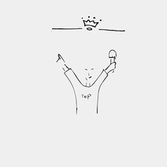 Best singer  concept. Freehand drawing, vector illustration.