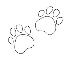 Сute paw icon isolated on white background .Simple composition. Print for textiles and posters of veterinary clinics.  I love animals, my pet, my dog and cat. Flat design. 
