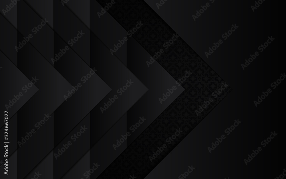 Poster dark abstract geometric background with paper shapes overlapping layers. elegant and modern vector d