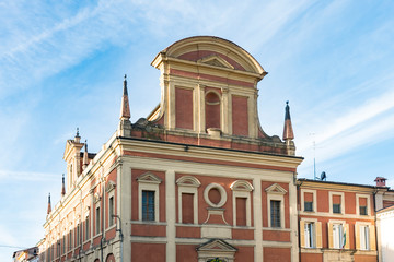 orange historical building in Lugo, Italy