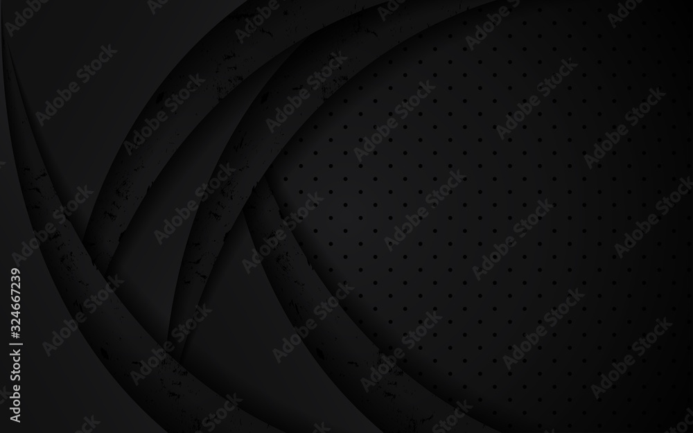 Poster dark abstract geometric background with paper shapes overlapping layers. elegant and modern vector d