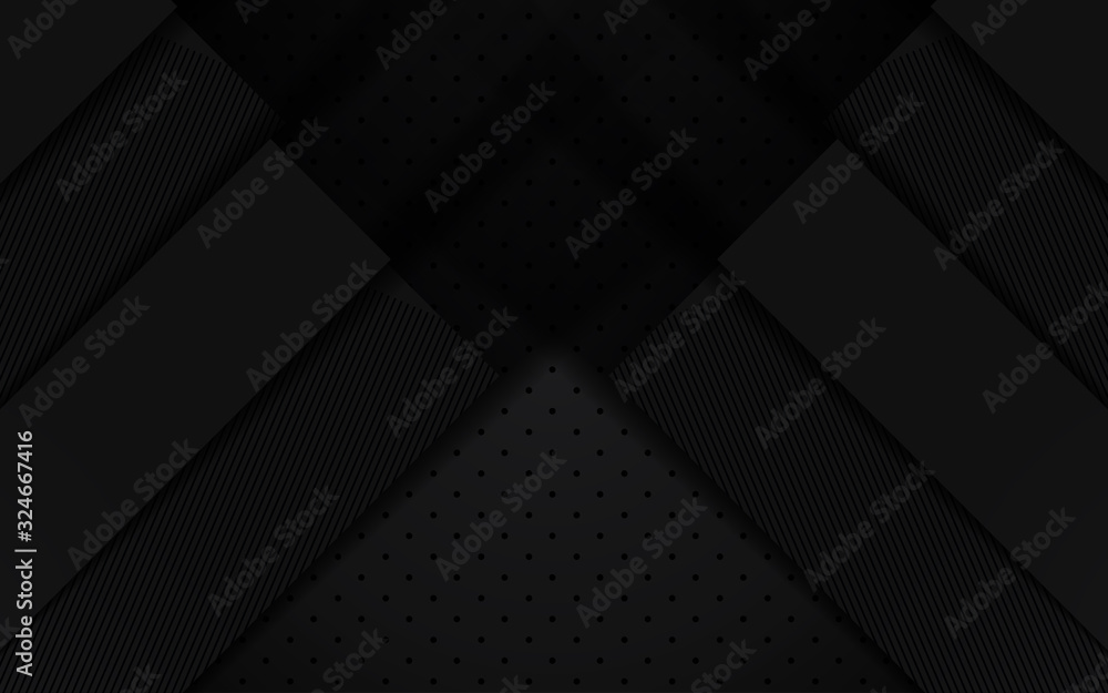 Poster dark abstract geometric background with paper shapes overlapping layers. elegant and modern vector d