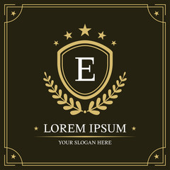 Luxury logo template, Initial letter type E, vector illustration