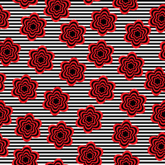 Striped pattern with flowers